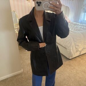 Dana Buchman Leather Blazer Jacket